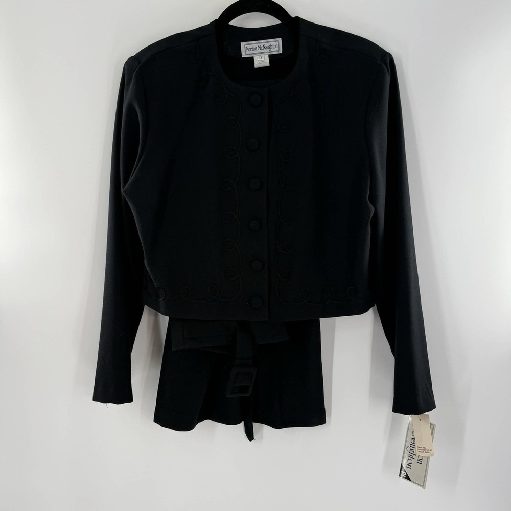 VTG NWT Norton McNaughton Suit Blazer Pants Set Sz 12 Black Y2K TBT